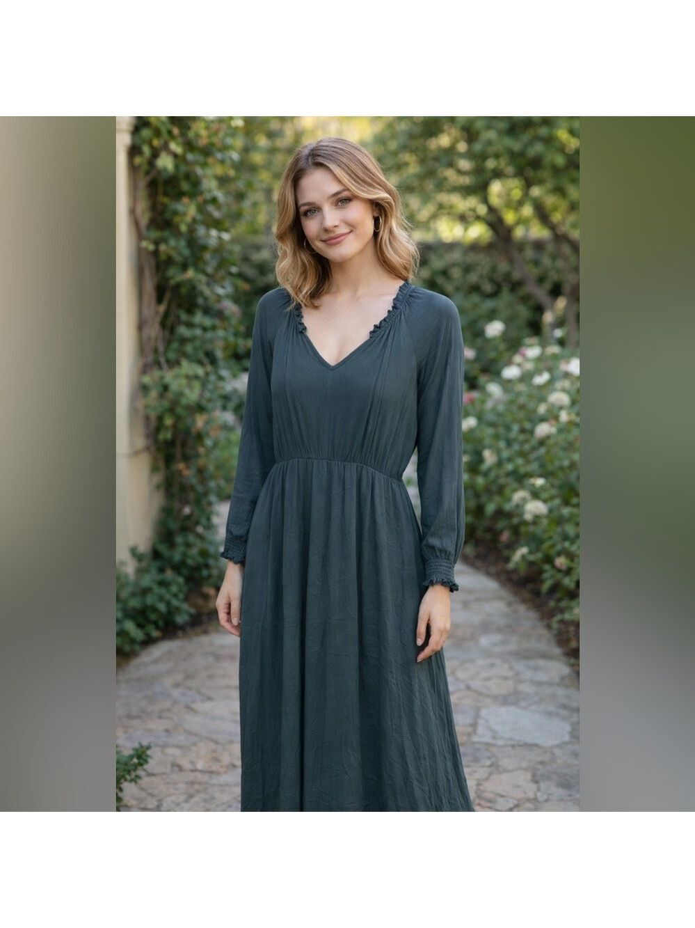 Chic Soul Maxi Prairie Long Sleeve Dress